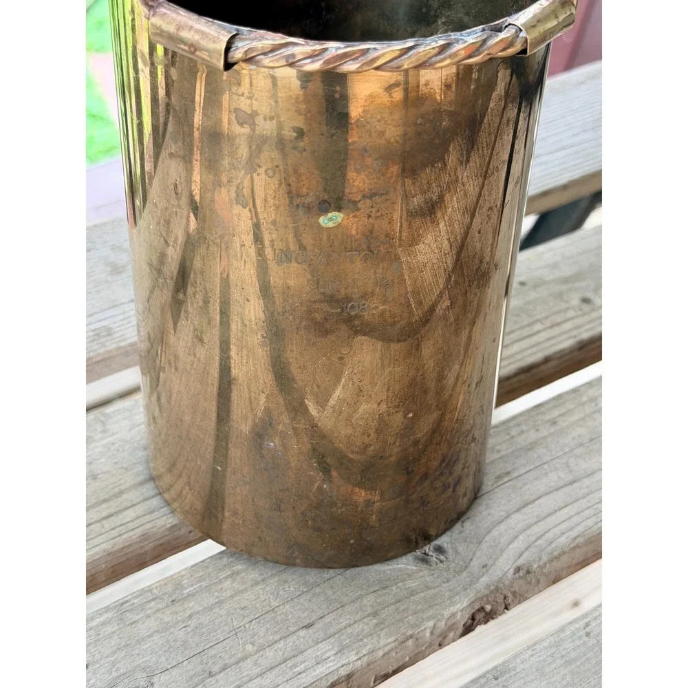 Vintage King Antonio LXVI Brass Vase • Twisted Handle Hacienda Decor (1986)